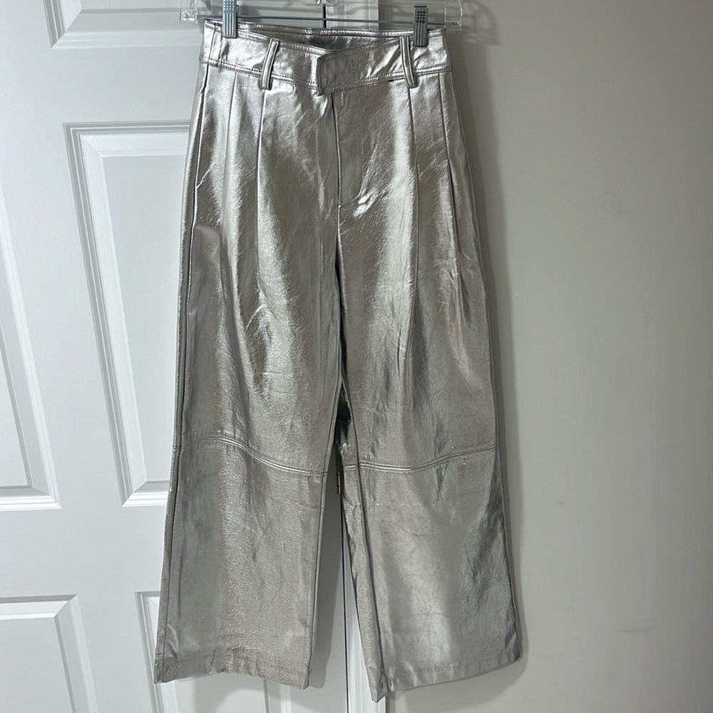 Line and Dot-silver metallic high waist wide pants. Halloween something? …sz L